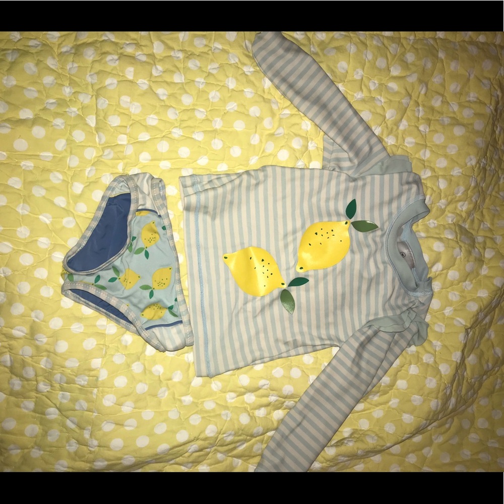 Hanna Andersson lemon swimsuit/rash guard